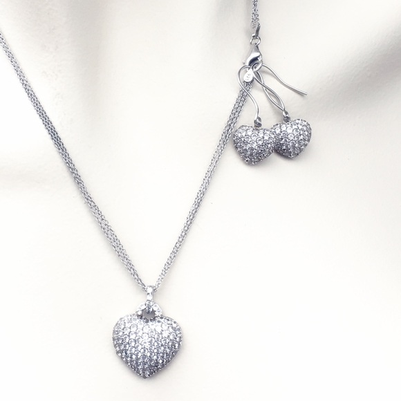 Ice Diamond Triple Chain Necklace & Earrings - Picture 2 of 5